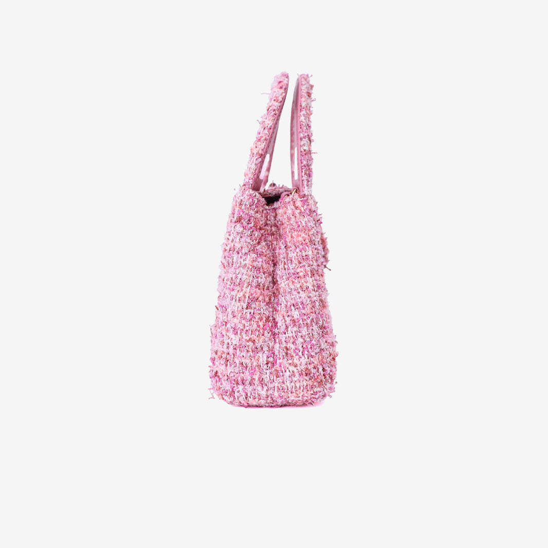 Chanel Small Kelly Nano Shopper in Pink Tweed Leather with Gold Hardware