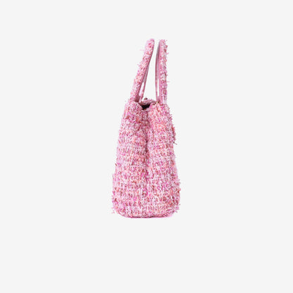 Chanel Small Kelly Nano Shopper in Pink Tweed Leather with Gold Hardware