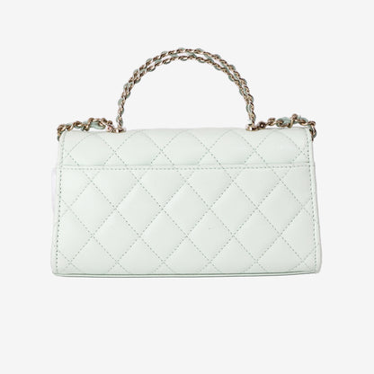Chanel 25S Kelly Bag in Mint Green Caviar Leather with Gold Hardware
