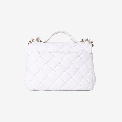 Chanel Business Affinity Flap Bag in White Caviar Leather with Gold Hardware