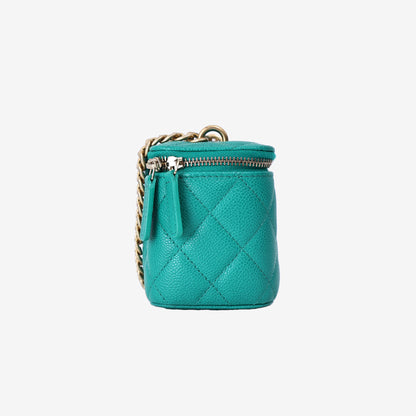Chanel Sweetheart Mini Vanity Case in Green Caviar Leather with Gold Hardware