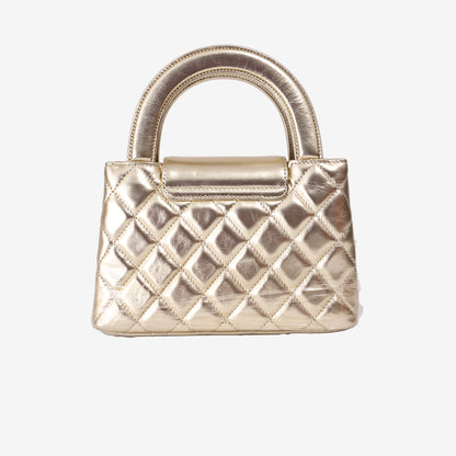 Chanel Kelly Nano Bag in Metallic Gold Lambskin with Gold Hardware
