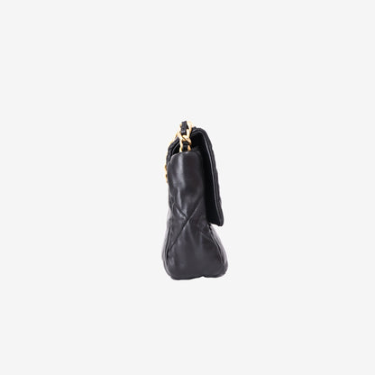 Chanel 19 Medium Flap Bag in Black Goatskin Leather with Mixed Hardware side view