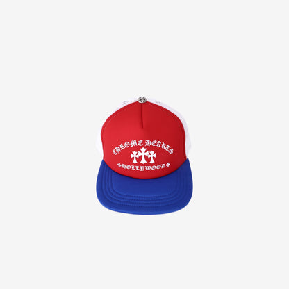 Chrome Hearts Hollywood Triple Cross Trucker Hat "King Taco 4th of July" in Red/Blue/White