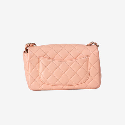 Chanel Classic Mini Rectangular Flap Bag in Light Pink Lambskin with Gold Hardware
