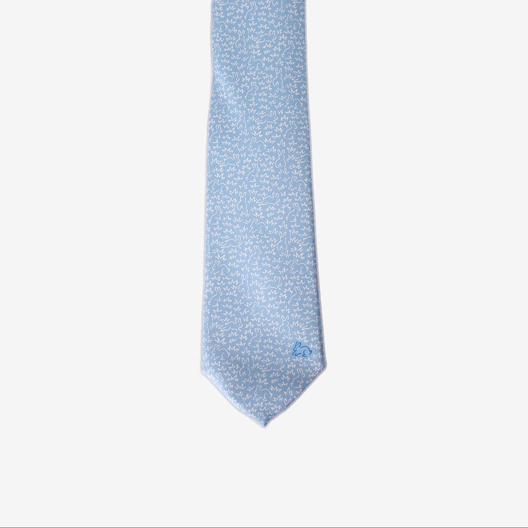 Hermès Hiding Rabbit Silk Tie in Sky Blue (Cache-Cache Lapin)