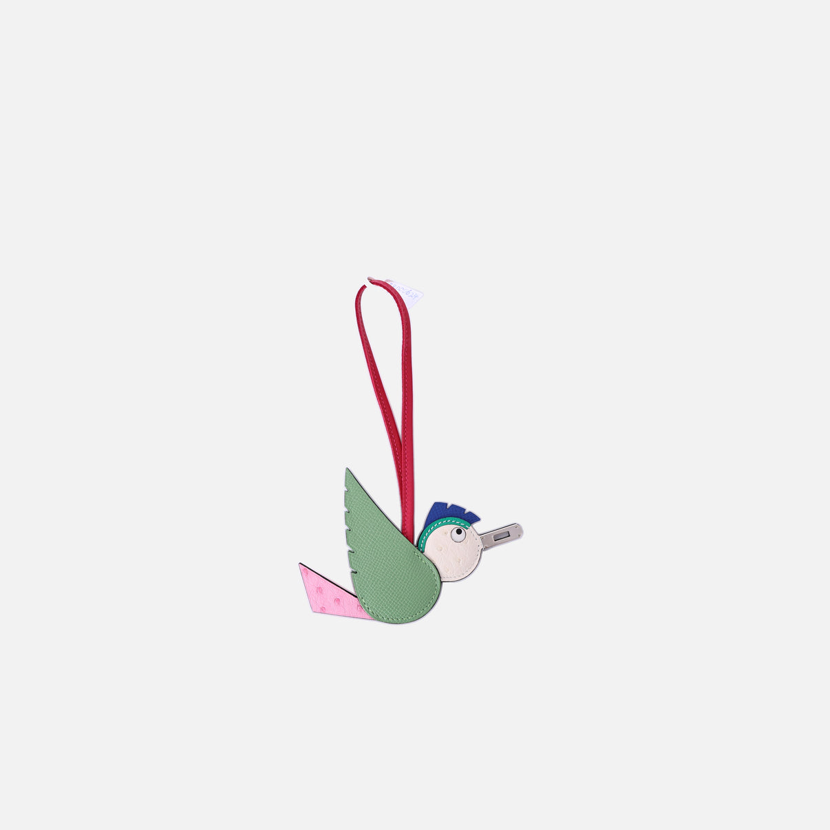 Hermès Birdy Charm in Multicolour Epsom & Ostrich Leather with Palladium Hardware back view