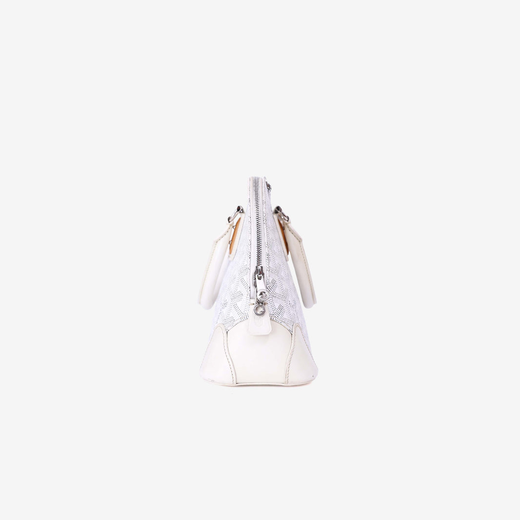 Goyard Mini Vendôme Handbag in White Goyardine Canvas side view