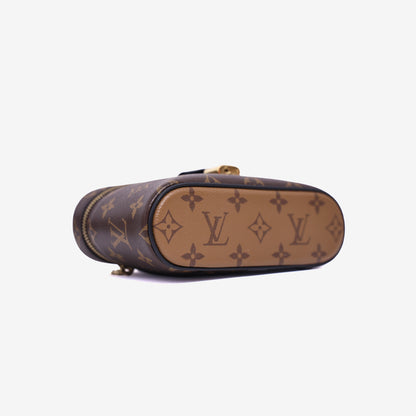 Louis Vuitton Vanity Chaine Pouch Bag in Brown Monogram Reverse Canvas with Gold Hardware bottom side view