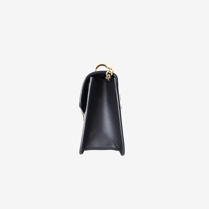 Gucci Sylvie Small Chain Bag in Black Calfskin Leather with Gold Hardware