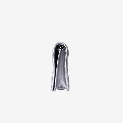 Miu Miu Matelassé Metallic Evening Bag in Silver Nappa Leather with Silver Hardware