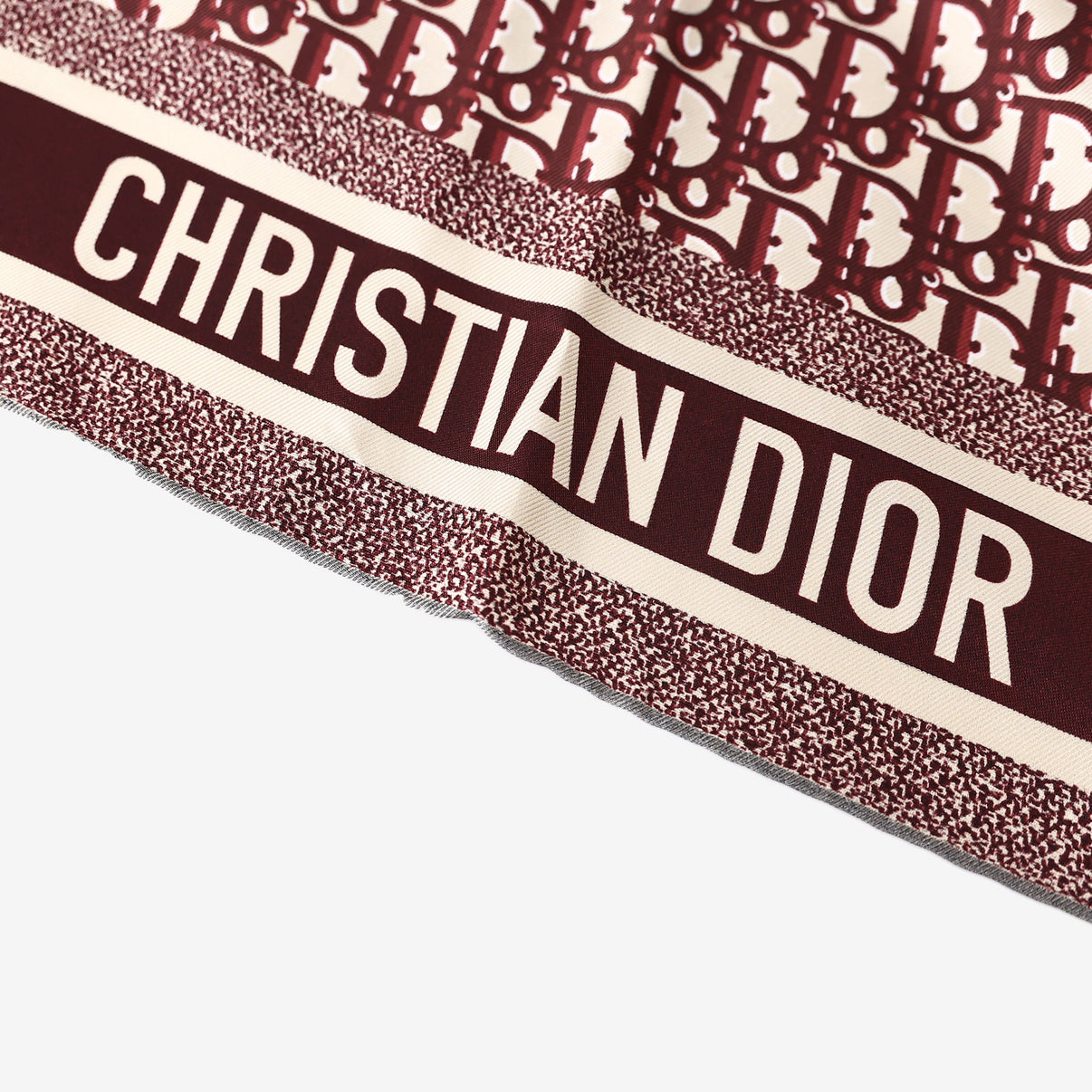 Dior Oblique Diortwin Square Scarf 90 in Burgundy and Navy Silk detail view