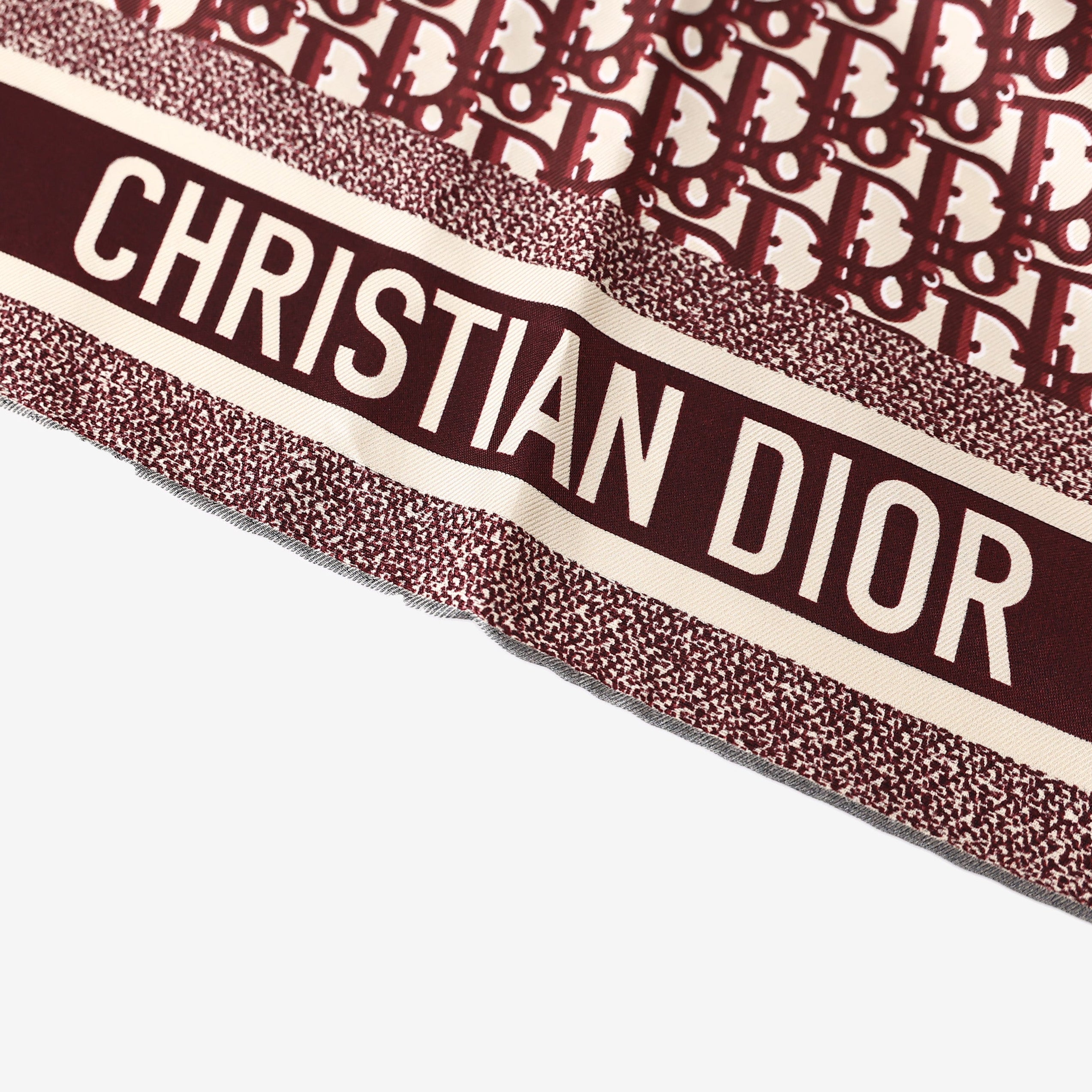 Dior Oblique Diortwin Square Scarf 90 in Burgundy and Navy Silk detail view