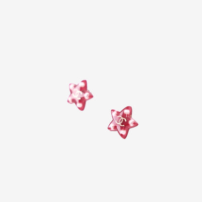 Chanel Star-Shaped Earrings in Pink Resin