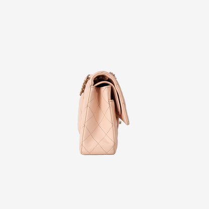Chanel Medium Classic Double Flap Bag in Light Beige Caviar with Gold Hardware