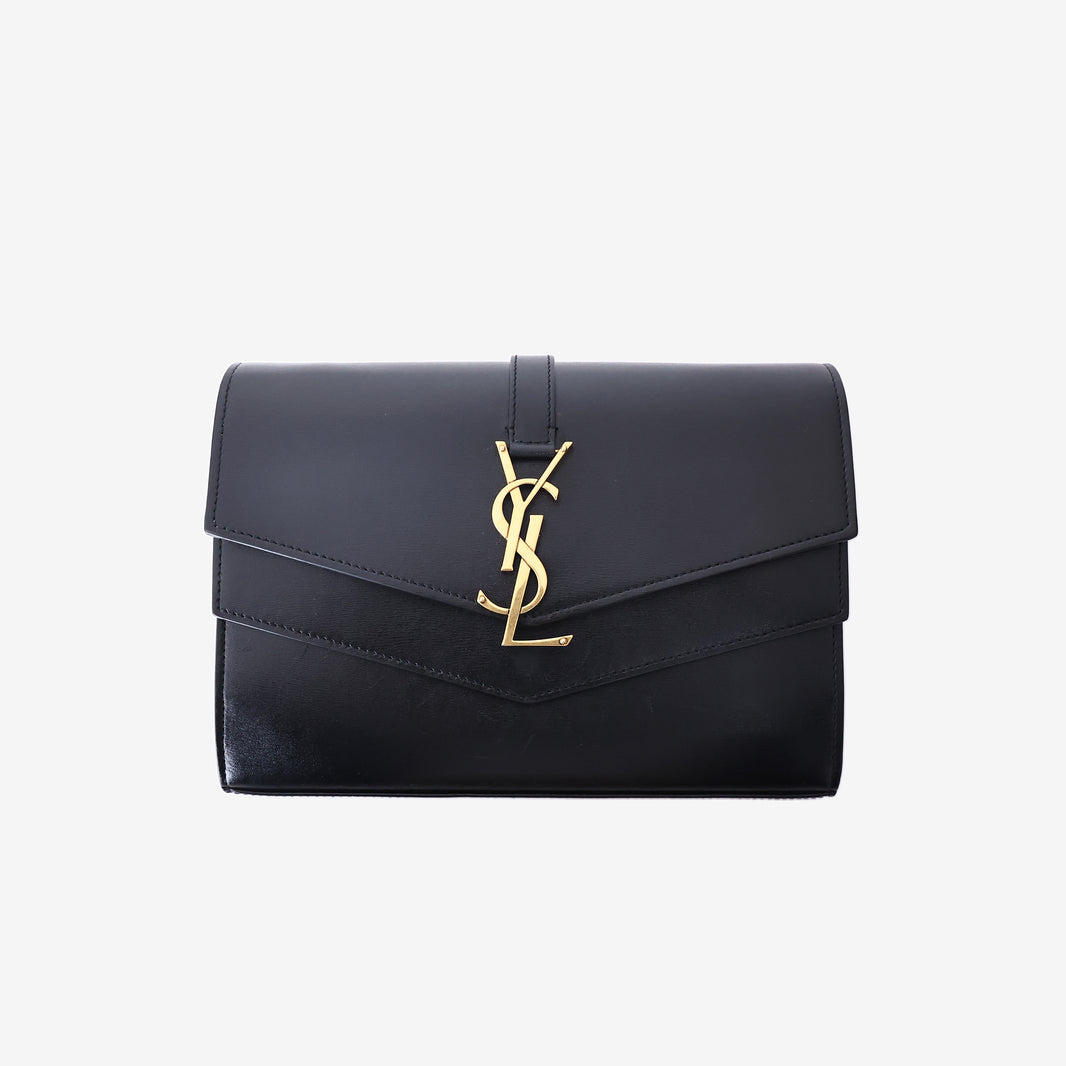 Saint Laurent Monogram Sulpice Chain Wallet in Black Calfskin Leather with Gold Hardware (Contact to Enquire)