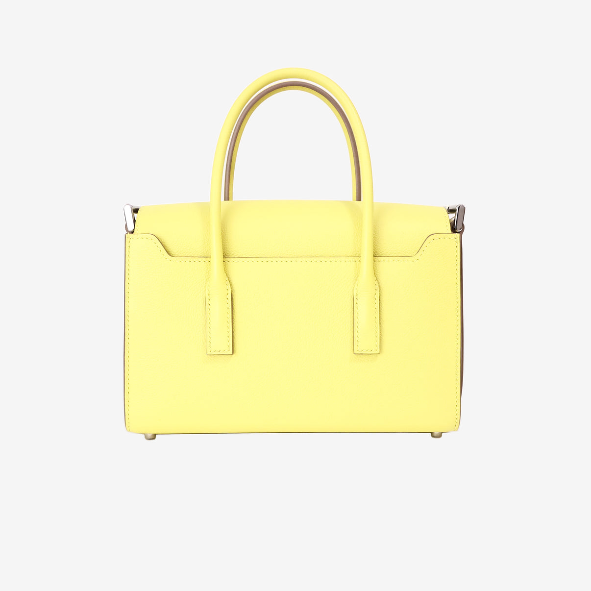 Hermès New Drag 22 in Lime Yellow Evercolor Leather with Palladium Hardware back view