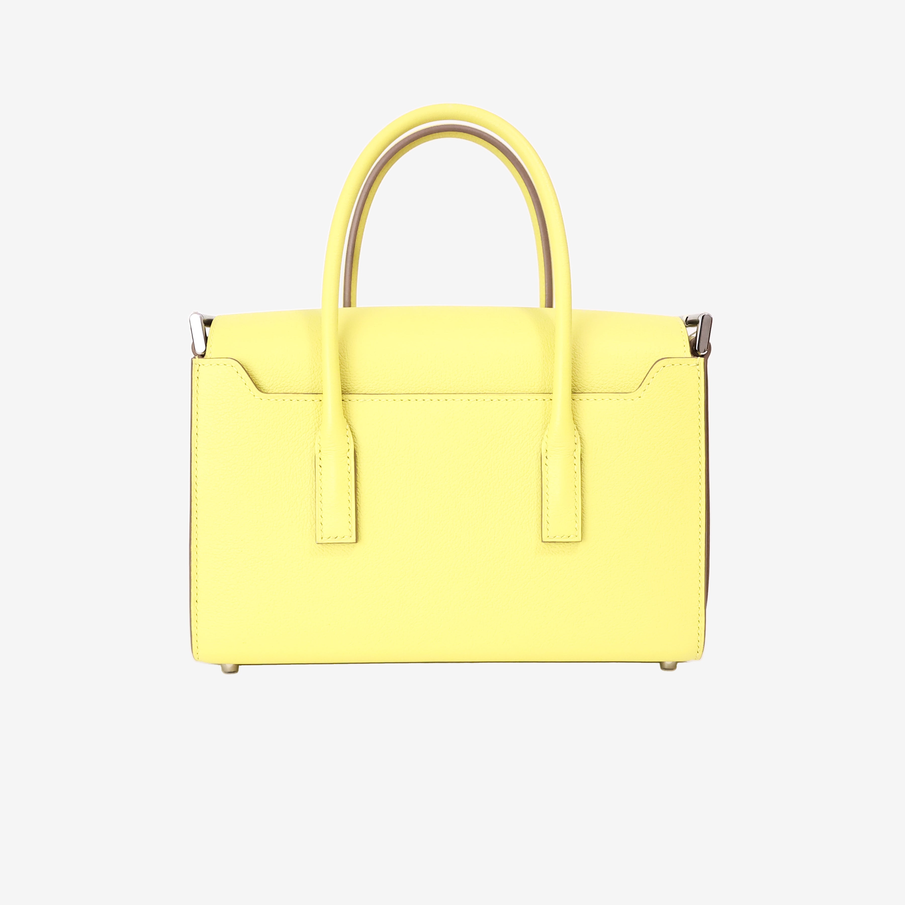 Hermès New Drag 22 in Lime Yellow Evercolor Leather with Palladium Hardware back view