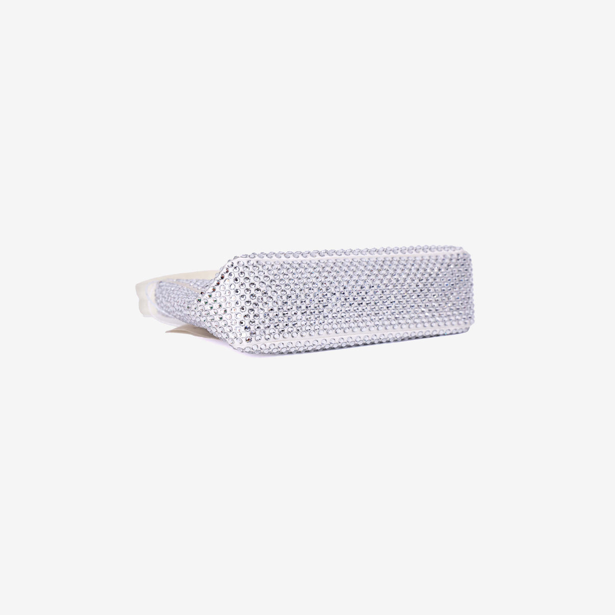 Prada Crystal Shoulder Bag in White Crystal Embellished Canvas bottom side view