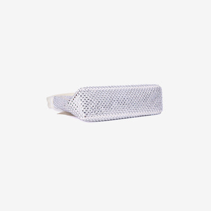 Prada Crystal Shoulder Bag in White Crystal Embellished Canvas bottom side view
