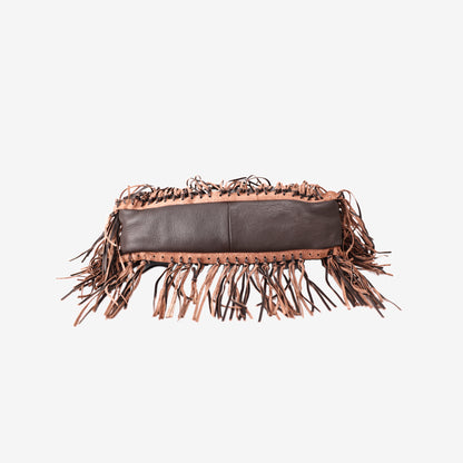 Miu Miu Vintage Fringe Bag in Dark Chocolate Brown Leather with Silver Hardware