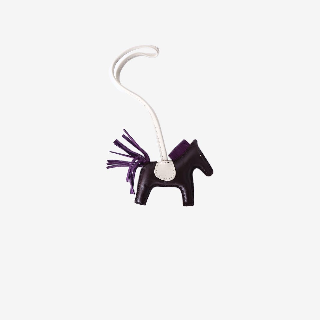 Hermès Rodeo PM Bag Charm in Rouge/Craie/Violet Lambskin Leather