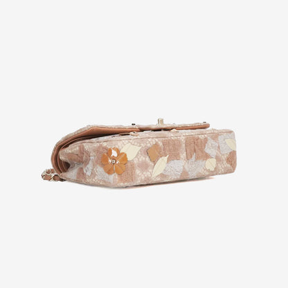 Chanel Métiers d’Art Classic Double Flap Medium in Beige Tweed and Embellished Leather