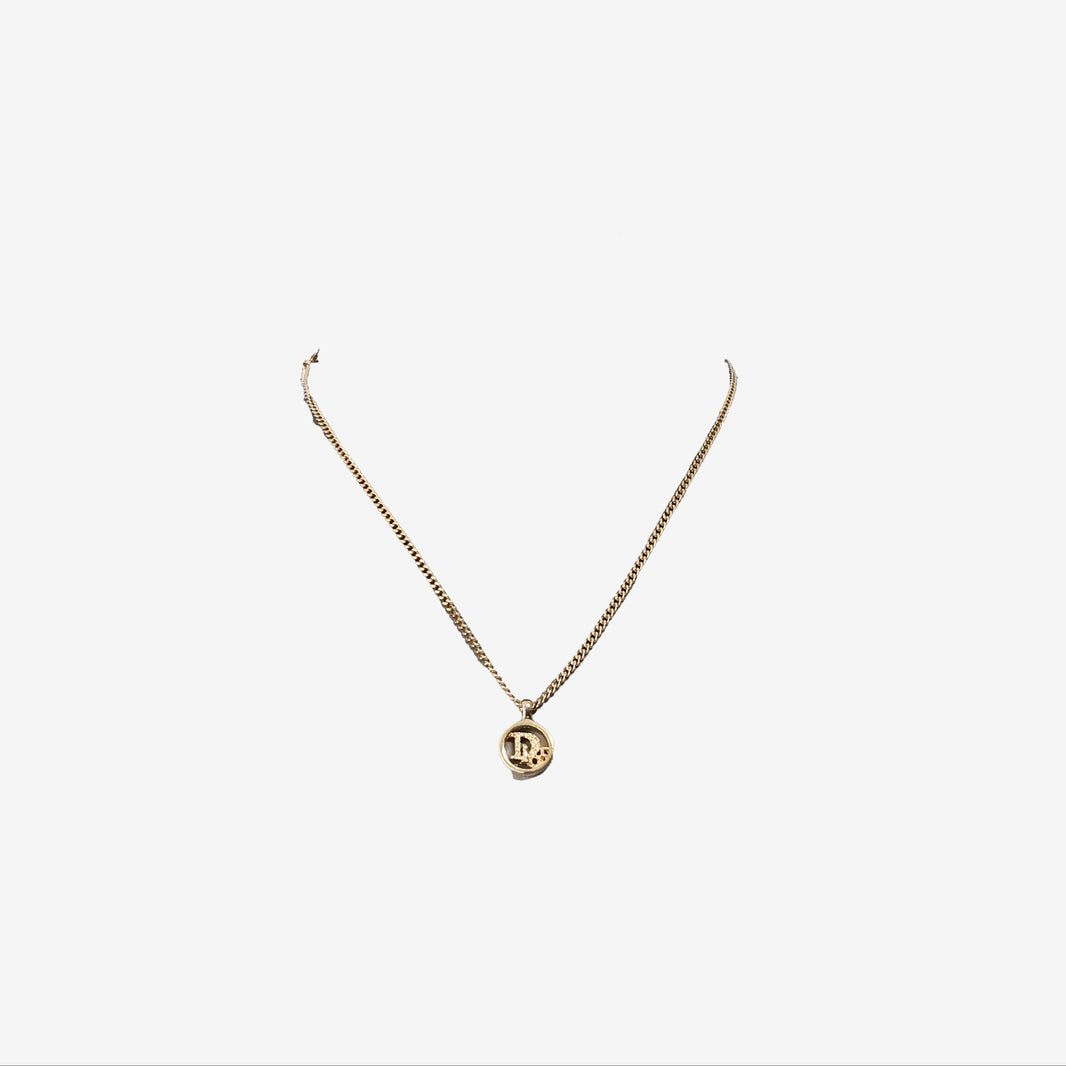 Dior Logo Necklace in Gold-Tone Metal