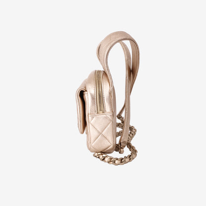 Chanel Quilted Mini Backpack in Light Gold Lambskin with Gold Hardware