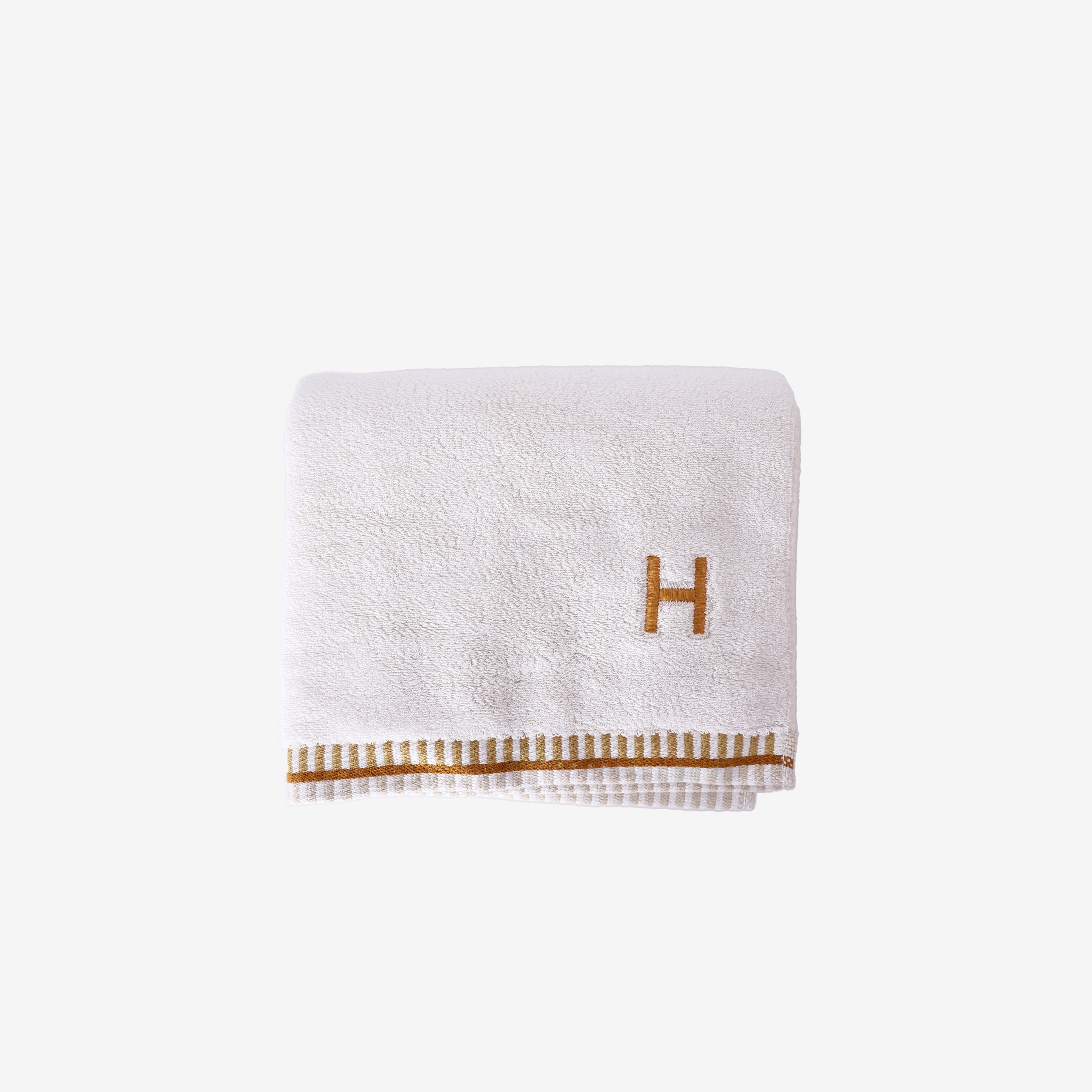 Hermès Carré Towel Vis Versa Nacré Wash Cloth in Naturel/Tan Cotton front view