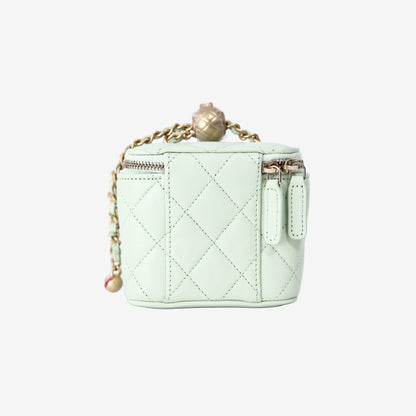 Chanel Mini Square Vanity Case in Light Green Lambskin with Gold Hardware
