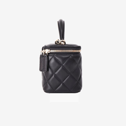 Chanel Classic Vanity Case with Chain in Black Caviar Leather with Gold Hardware