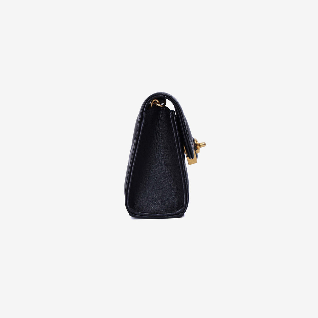 Chanel Coco Love Clutch on Chain in Black Lambskin Leather with Gold Hardware