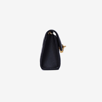 Chanel Coco Love Clutch on Chain in Black Lambskin Leather with Gold Hardware