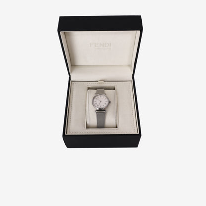 Fendi Palazzo Watch in Silver Stainless Steel with Mother-of-Pearl Dial front view