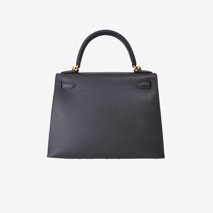 Hermès Kelly 28 in Dark Grey Epsom Leather with Gold-Plated Hardware