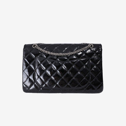 Chanel 2.55 Reissue Bag in Black Calfskin Leather with Silver Hardware