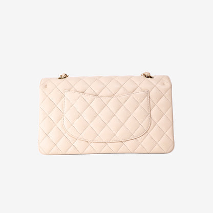 Chanel Classic Medium Flap Bag in Beige Caviar Leather with Gold Hardware