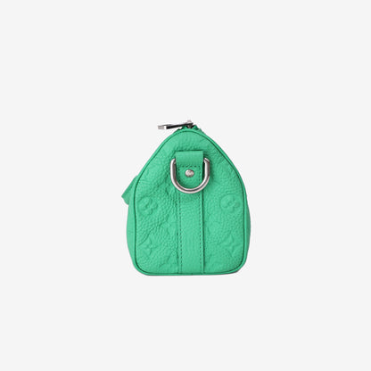 Louis Vuitton Keepall Bandoulière 25 Bag in Green Monogram Taurillon Leather with Silver Hardware