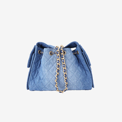 Chanel 25 Hobo Bag Small in Blue Denim with Gold Hardware