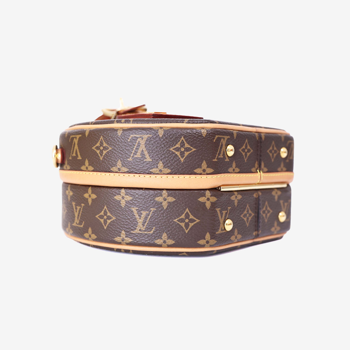 Louis Vuitton Petite Boîte Chapeau in Brown Monogram Canvas with Gold Hardware bottom side view