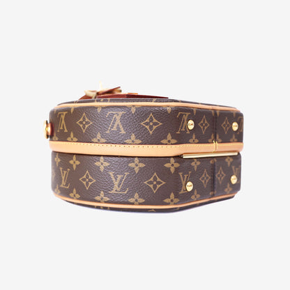 Louis Vuitton Petite Boîte Chapeau in Brown Monogram Canvas with Gold Hardware bottom side view