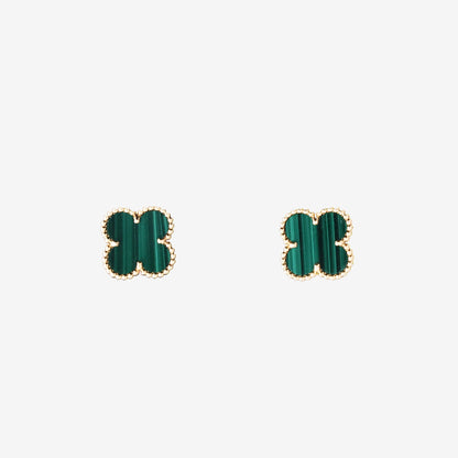 Van Cleef & Arpels Vintage Alhambra Earrings in 18K Yellow Gold with Malachite
