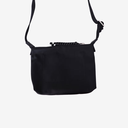 Longchamp Mini Crossbody Bag in Black Canvas with Silver Hardware