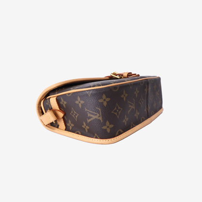 Louis Vuitton Sologne Shoulder Bag in Monogram Coated Canvas with Vachetta Leather and Gold Hardware
