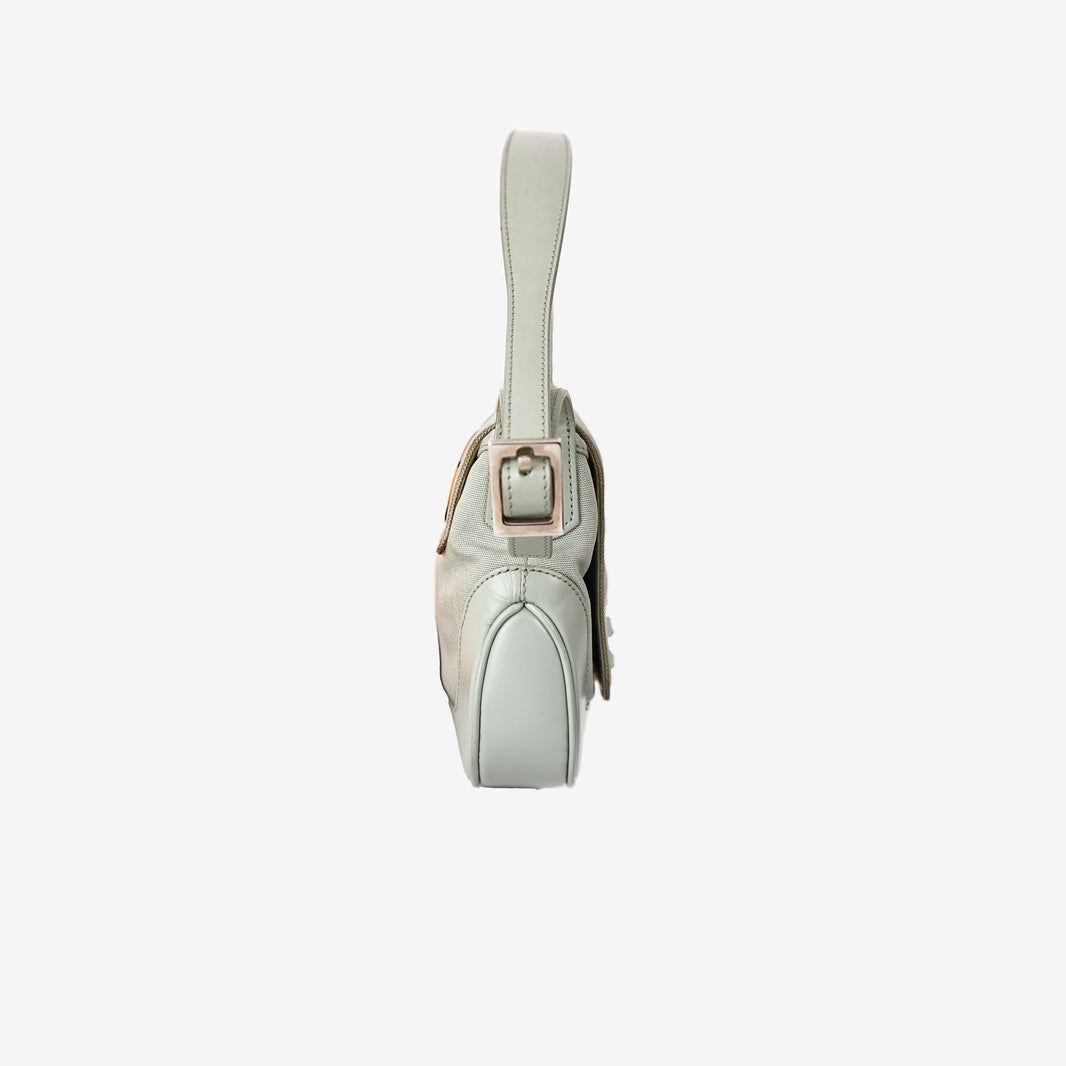 Gucci Jackie Flap Shoulder Bag in Light Green Canvas/Leather with Silver Hardware
