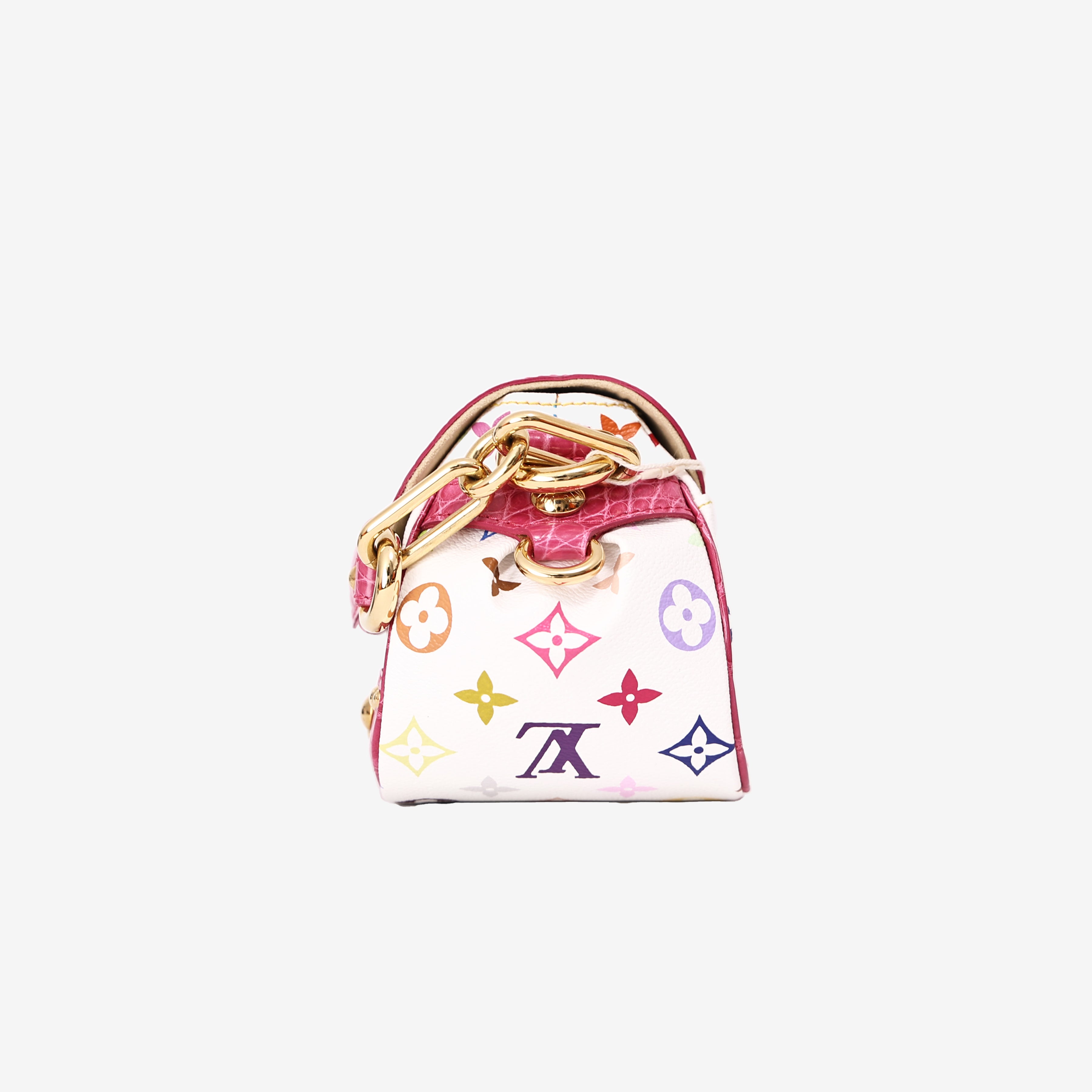 Louis Vuitton Marilyn Handbag in Monogram Canvas and Multicolour Crocodile Leather with Gold Hardware side view