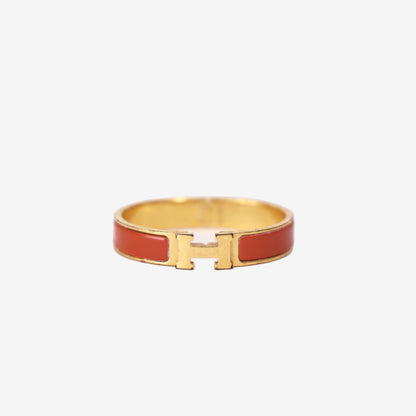Hermès H Clic Bangle in Orange Enamel with Gold Hardware (Contact to Enquire)