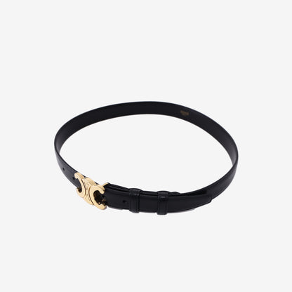 Celine Triomphe Belt in Black Calfskin Leather with Gold Hardware (Size 75) (Contact to Enquire)
