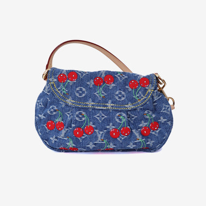 Louis Vuitton x Takashi Murakami Sunset Bag in Monogram Denim Cerises with Gold Hardware back view